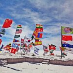 flags in the salar de uyuni tour of bolivia's salar de uyuni