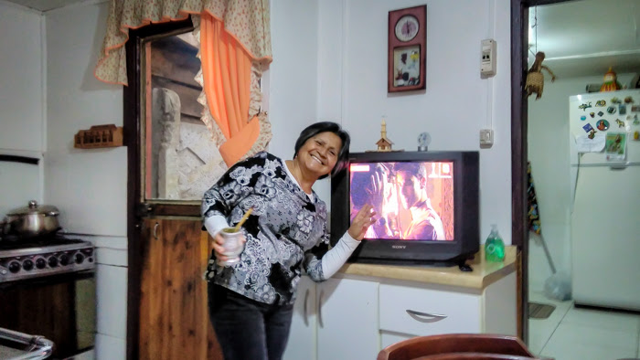 my chilean host mother in her house in castro chiloe