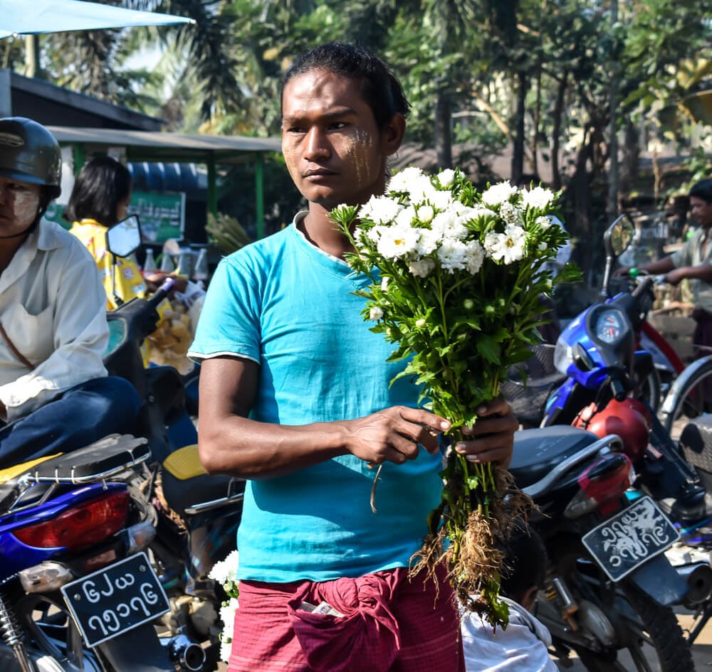 flowerman in dala yangon burma