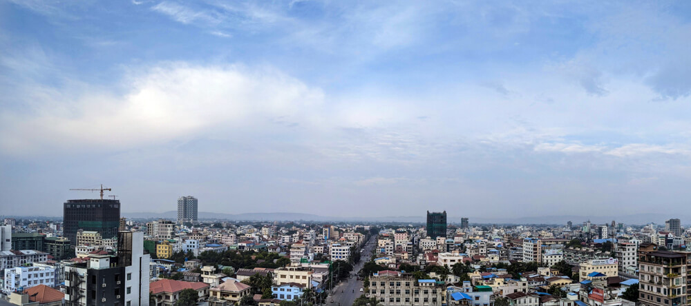 panoramic mandalay view from gold leaf hotel top burma