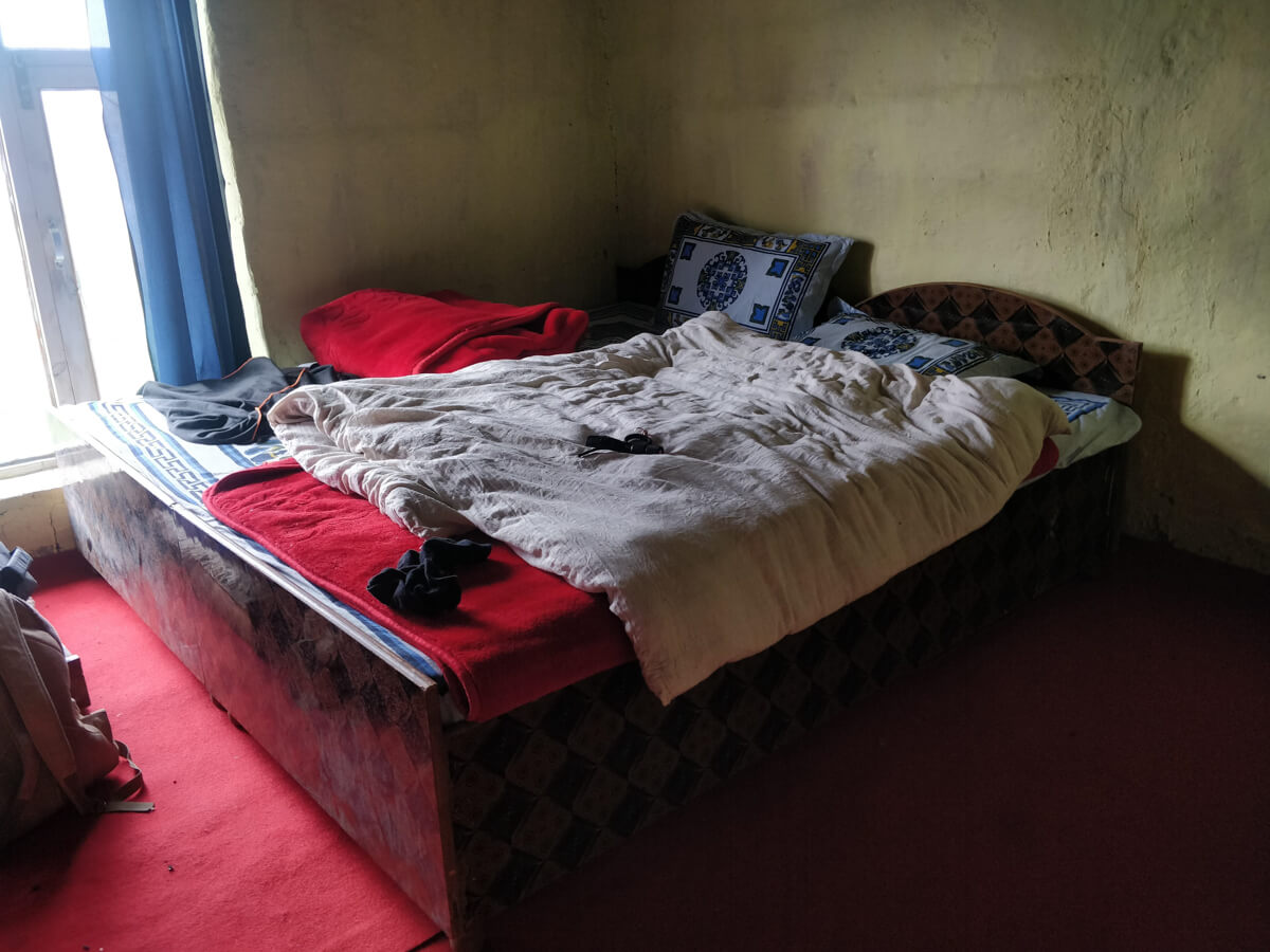 bed in homestay in spiti valley