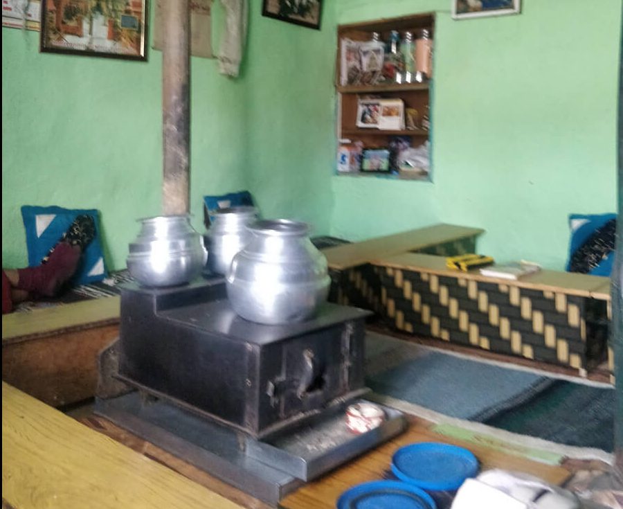 fireplace in homestay in spiti