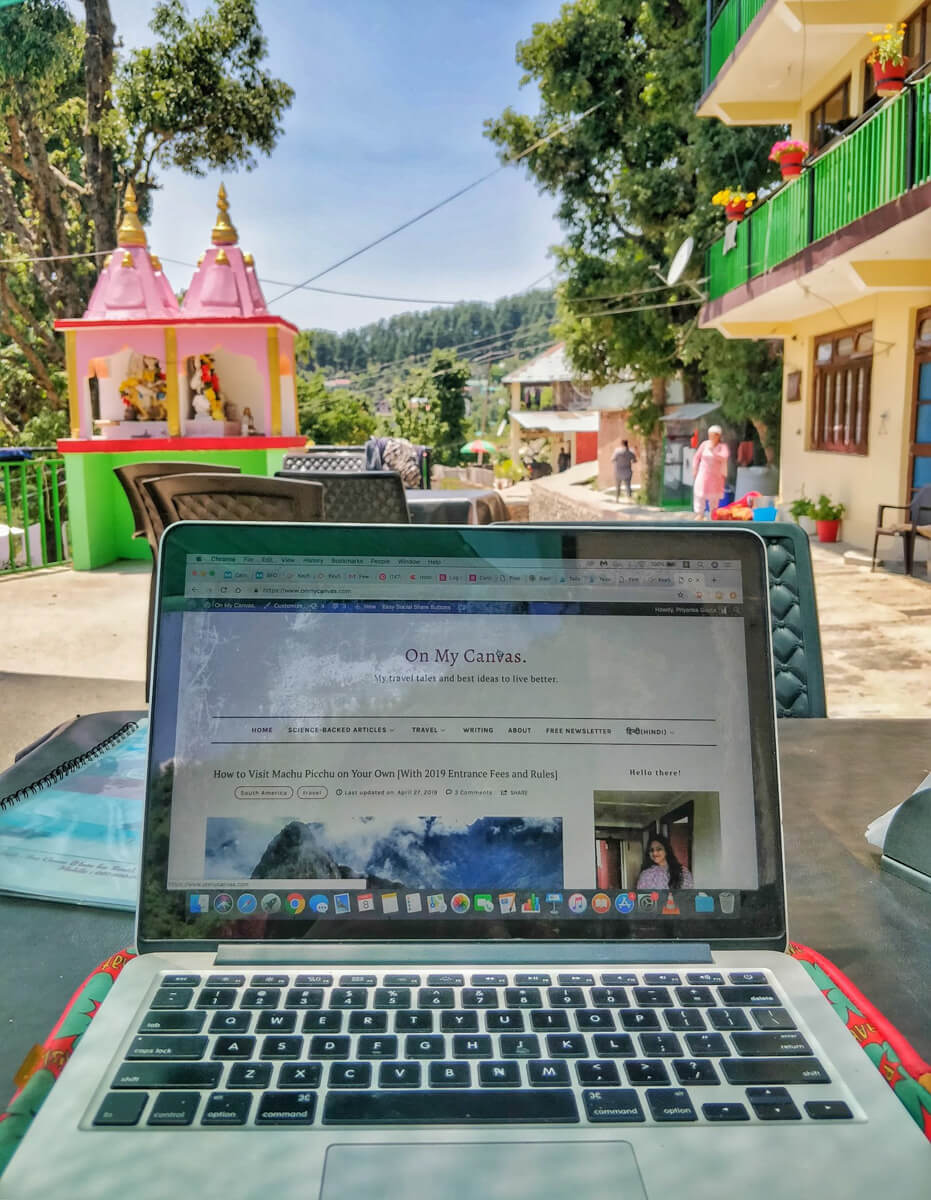 working in my indian home stays in bhagsu dharamshala 2