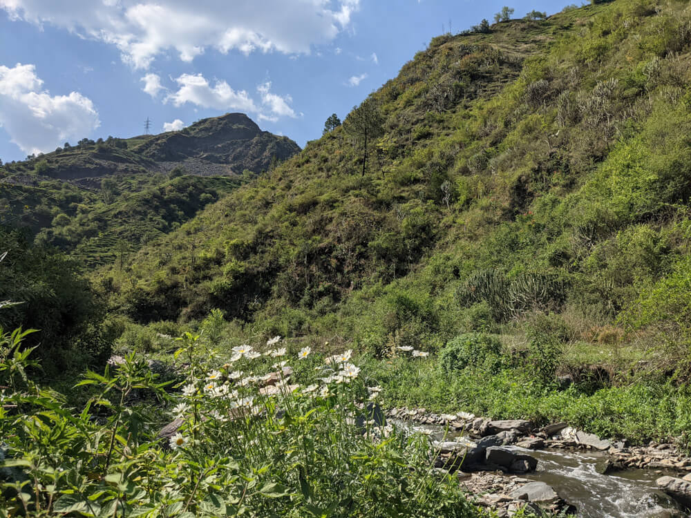 hike in himalayas stream mehli