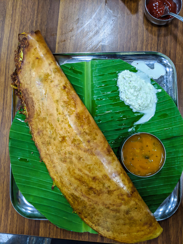 Relishing Crunchy and Soft South Indian Dosas 2 masala dosa in chikmagalur town karnataka