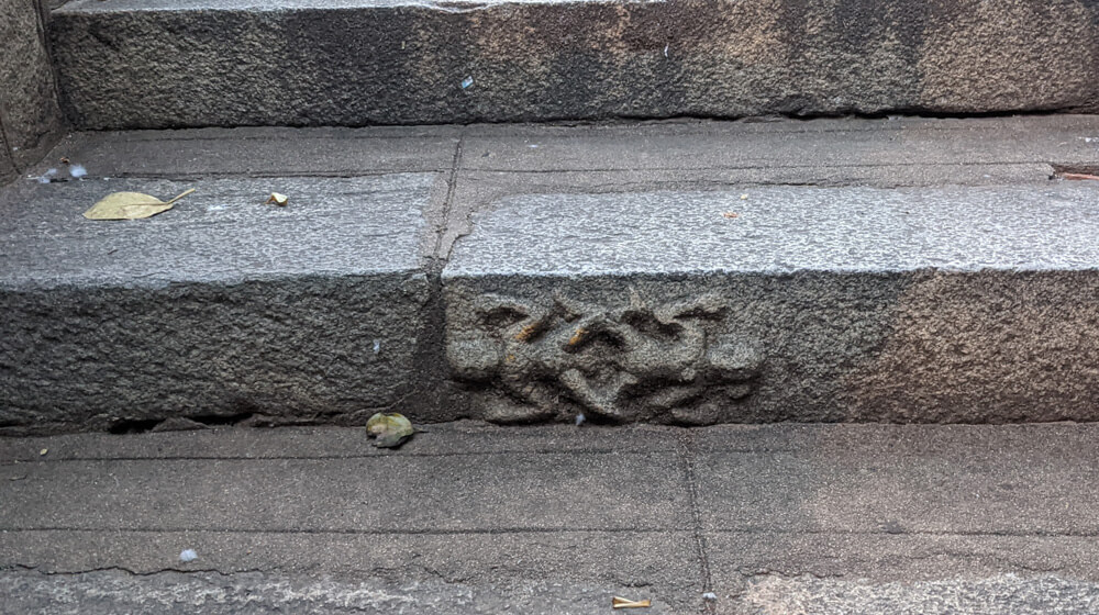 figurines on stone steps in Anjaneya temple Ramanjaneya Gudda Park basavanagudi