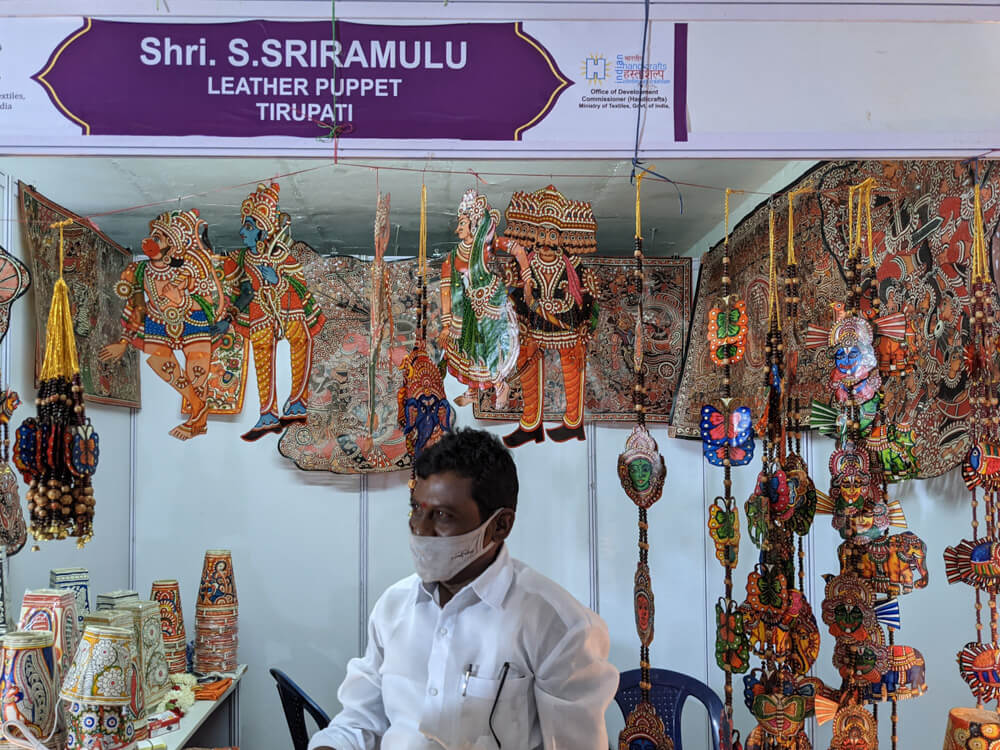 leather puppet tirupati sold in a fair in basavanagudi