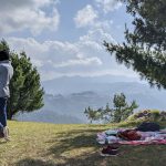 scenic picnic spot on kanag hill above sarion ahead theog village himachal pradesh