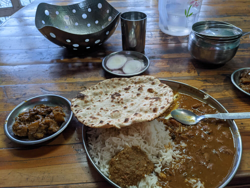 Favorite Himachal Pradesh Moments in 71 Photos 52 eating the popular rajma chawal roti kaddu at thakur dhaba near chindi and nalagali mandi