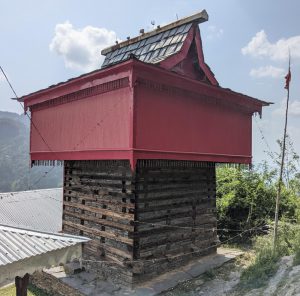 old style temple with wood and stone in himachal