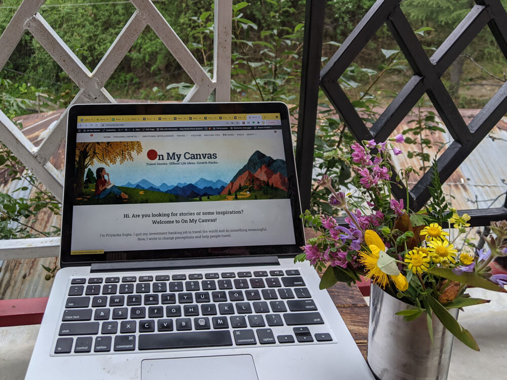 working from the balcony in mehli shimla