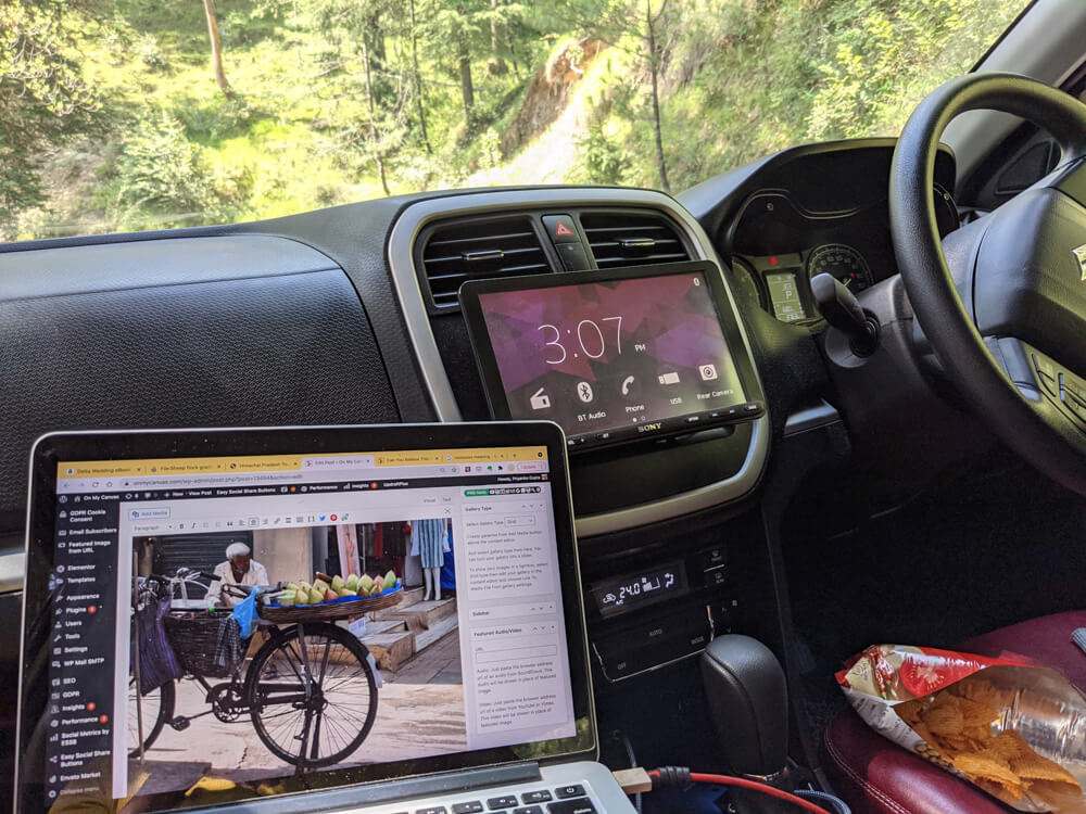 working from the car near mashobra himachal