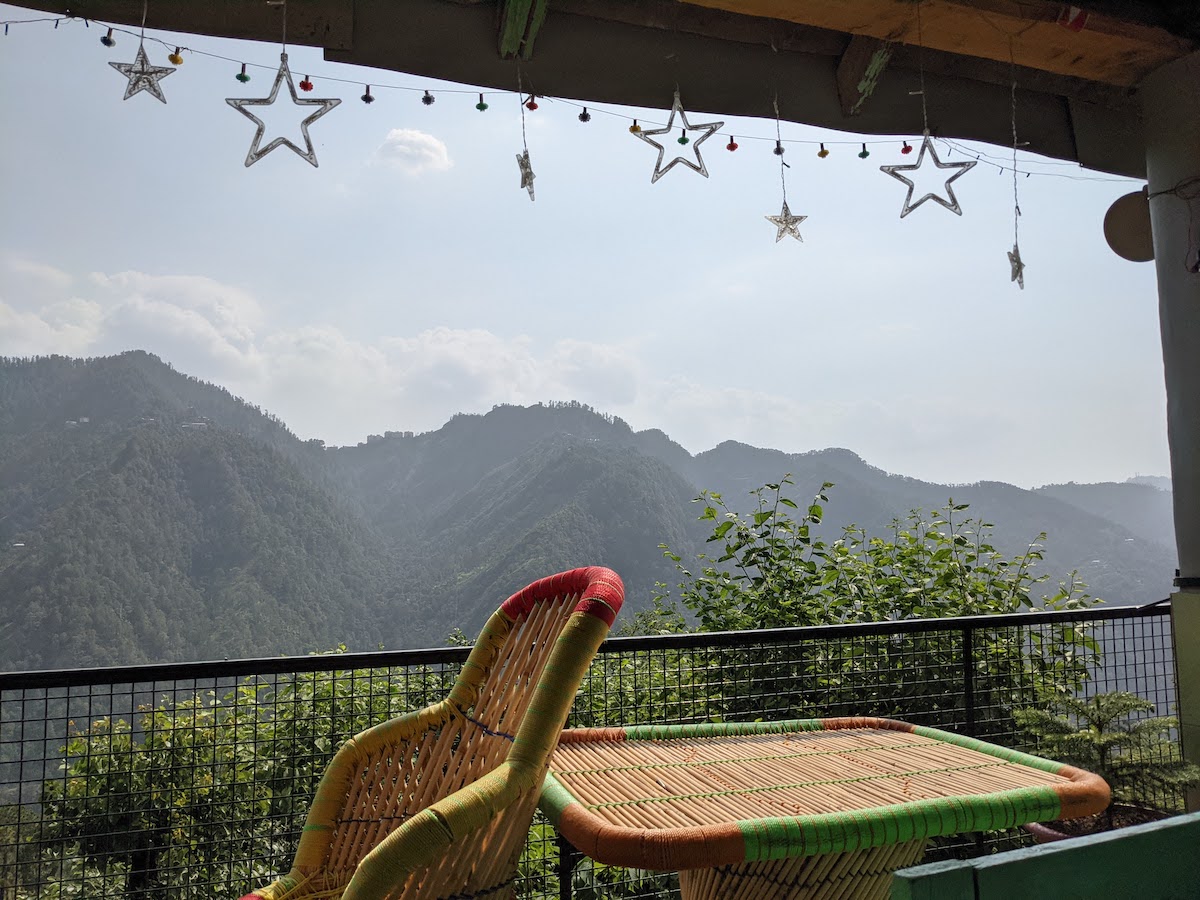 view of the opposite hill from the guesthouse of gagal an himalayan village