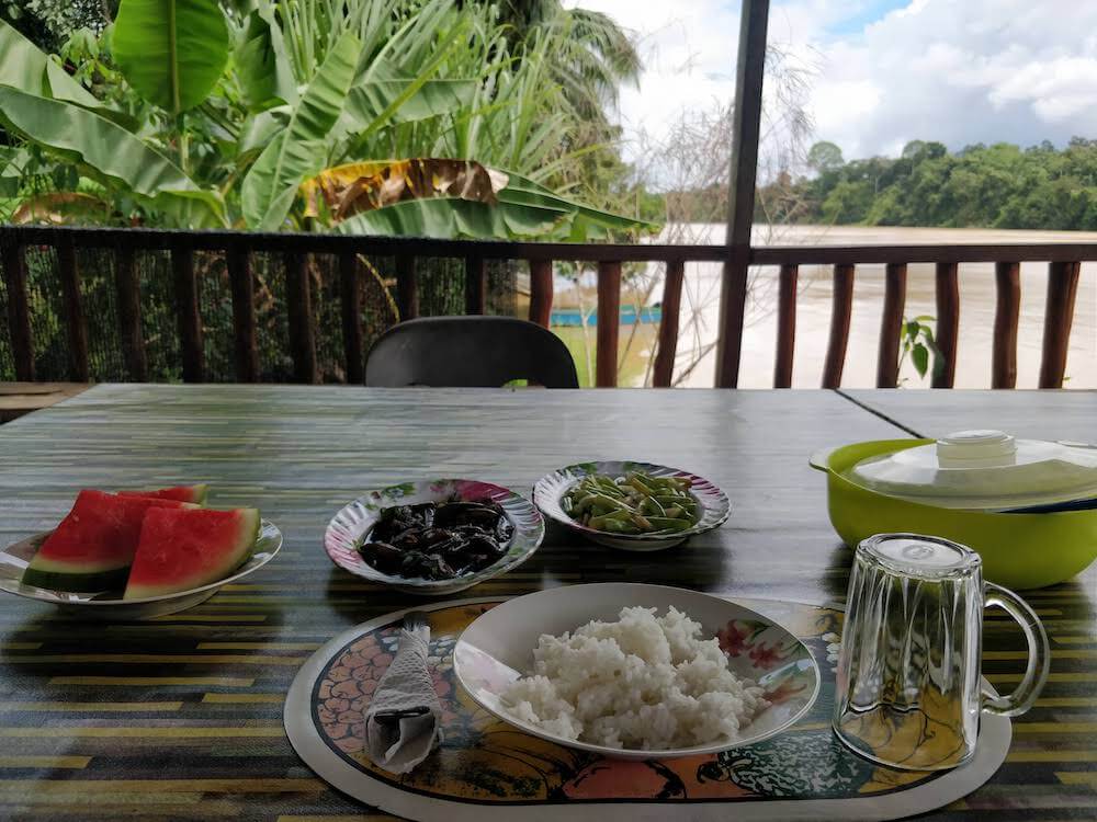 a meal in sukau homestay