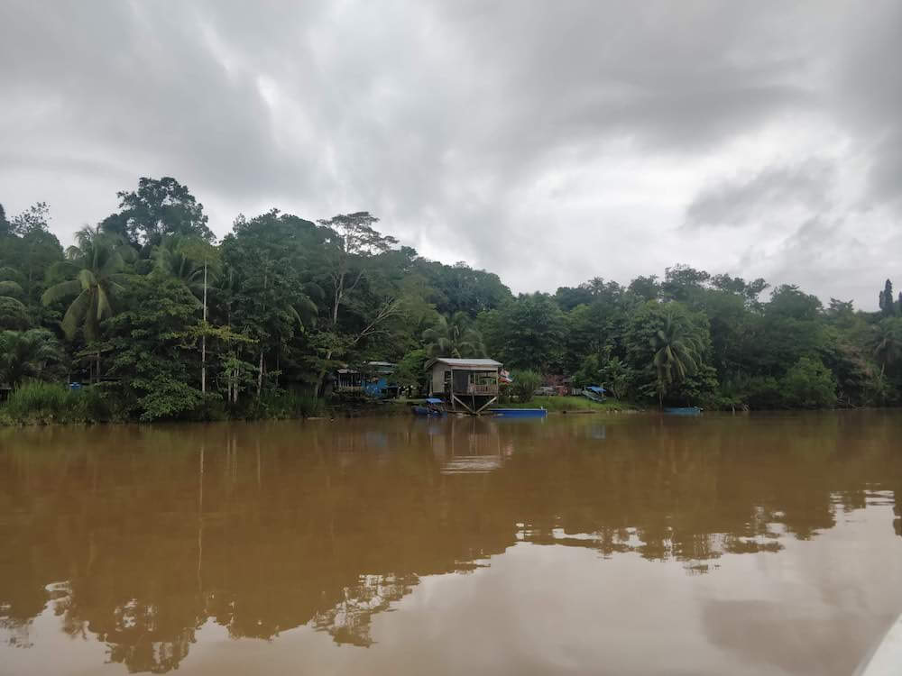 approaching our Sukau kinabatangan riverside lodge from safari 