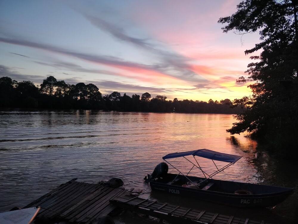 sunset on kinabatangan river