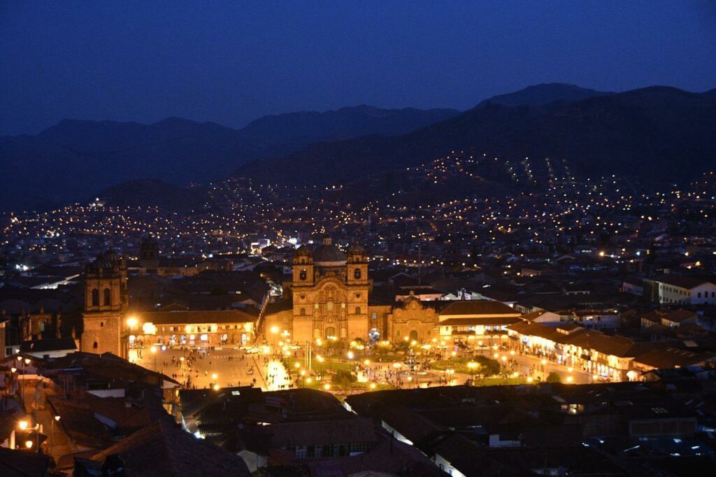 church cusco main plaze one of the important things to do in cusco is to visit the plaza at night (1)
