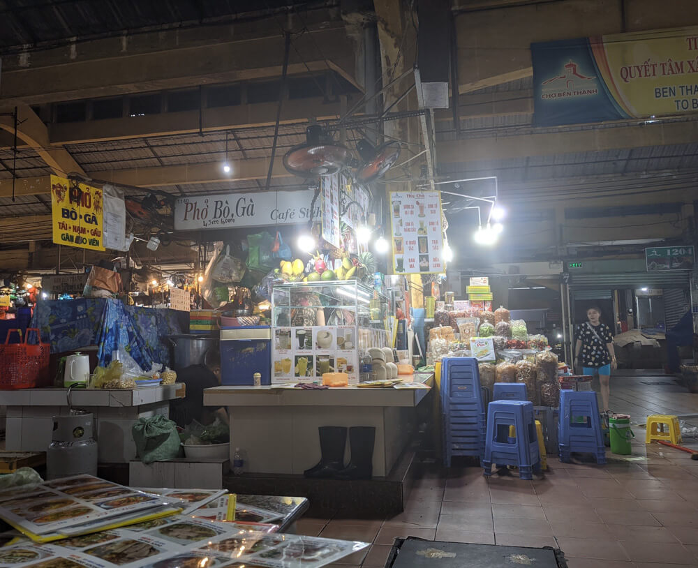 the ben thanh market at night, saigon vietnam