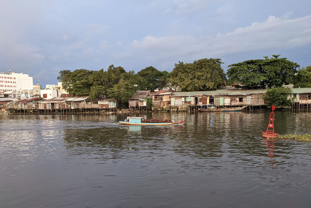 the stilt houses in the canal