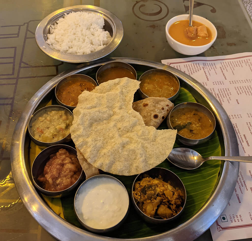 a simple vegetarian tamil thali puducherry