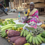 an old pondicherry woman selling greens on pondicherry streets tiny