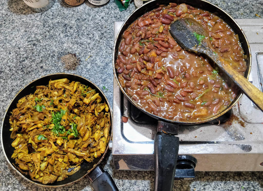 from scratch made jackfruit and rajma