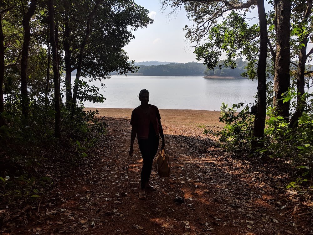 Searched For Big Adventures, Satisfied With a Little Lakeside Picnic – In Karnataka's Sharavathi Valley 10 me-in-the-shadows-heaving-to-the-sharavathi backwaters-with-our-big-tiffin