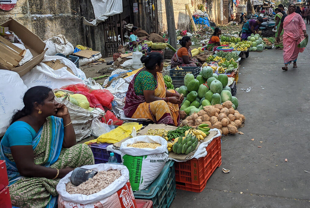 women seller selling greens pondicherry