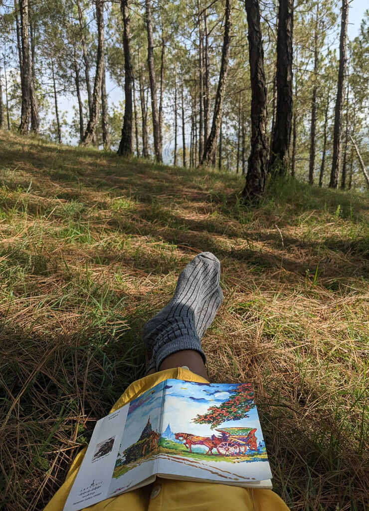 Two Himalayan Girls Reminded Me of My Hard-Earned Freedom 5 that is me writing in those slopes of the forest around chindi village mandi district himachal pradesh