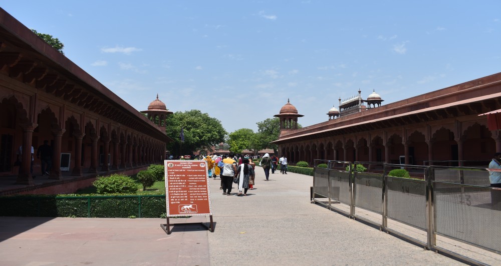 walking towards the entrance gate