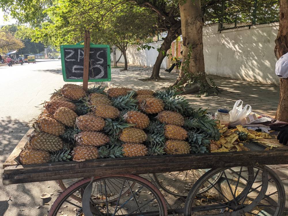 pineapples on the road in bangalore