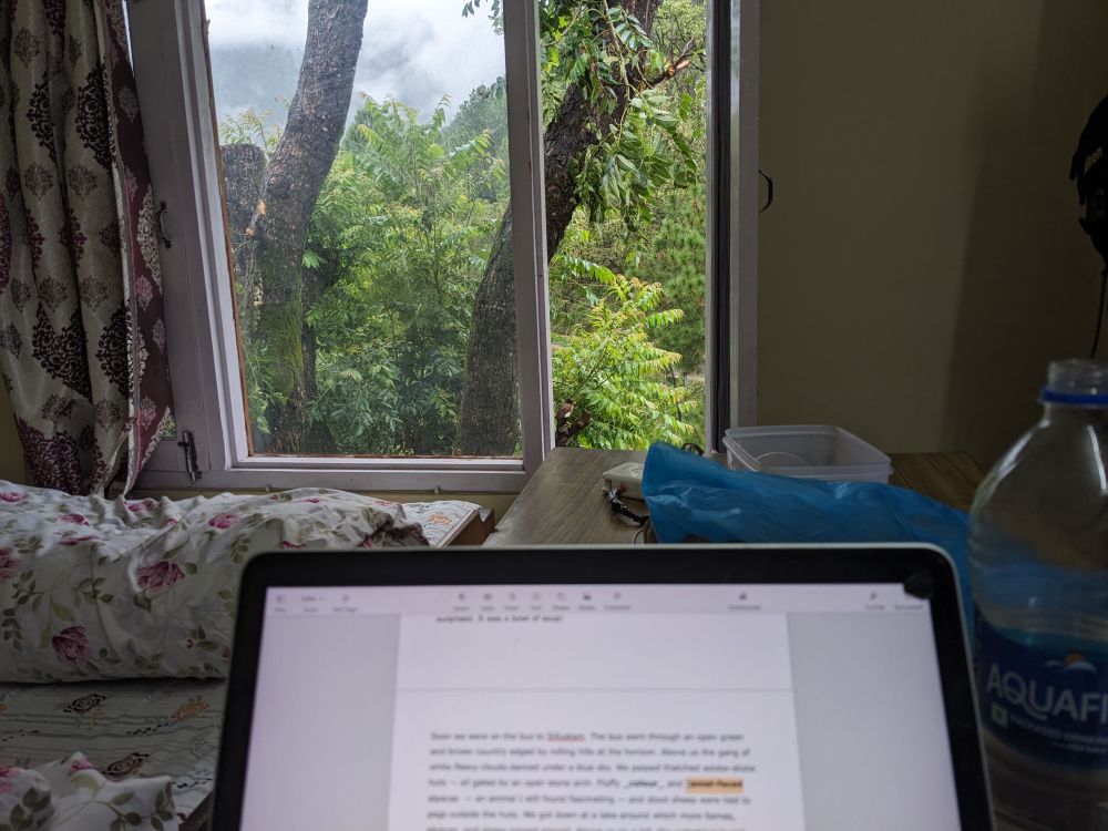 the himachal rains were spent working and writing and blogging with a view