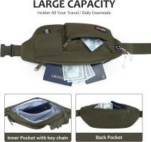 Fanny Pack for Men Women Waist Pack Bag with Headphone Jack and 3-Zipper Pockets Adjustable Straps