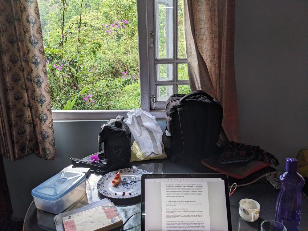 a table with a view in sikkim countryside