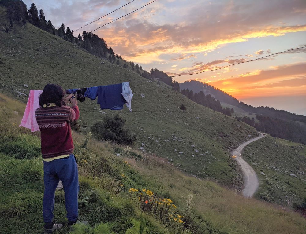 on the road 1 drying clothes on rolling mountains near a road himachal pradesh