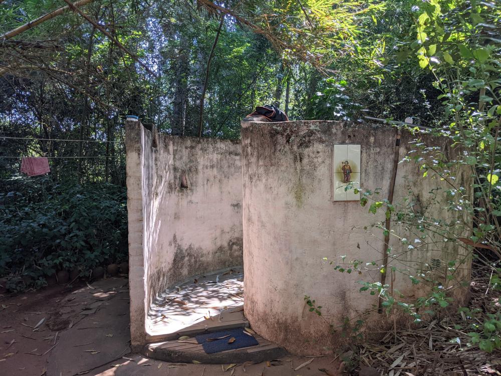 our outdoor open air shower in a forest