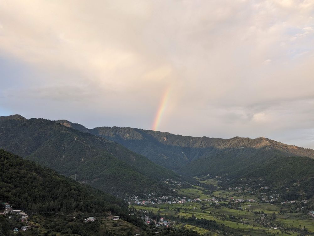 rainbow mountains himalayas villages home valley view (2)