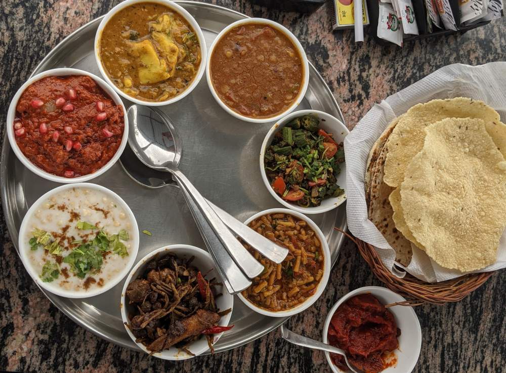 a traditional Rajasthani thali in Udaipur City