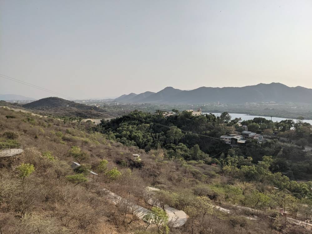 hiking up the machaala hills and looking back at the pathi had taken