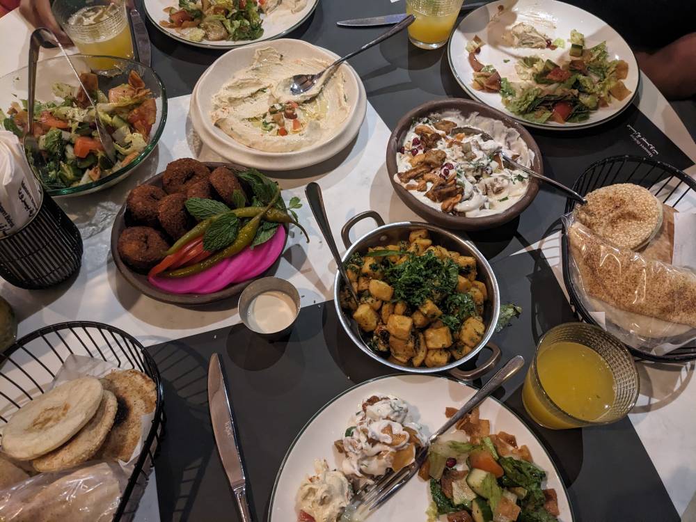 a big Arabic dinner with friends in Dubai Middle East