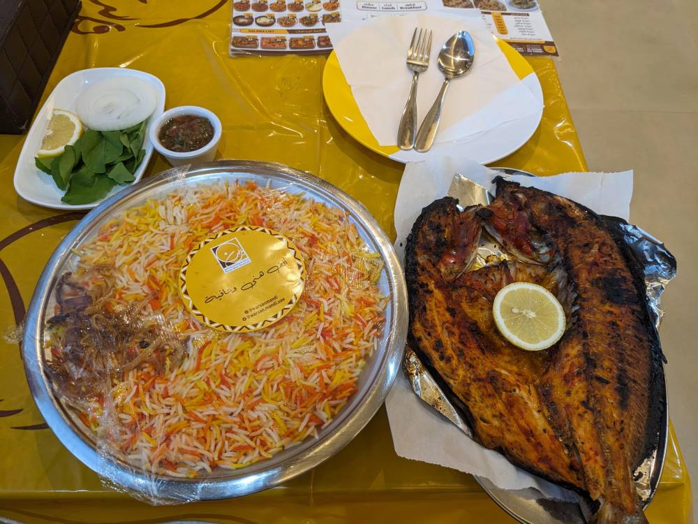 a big dinner after kite beach in a mandi restaurant dubai fish and rice dubai UAE