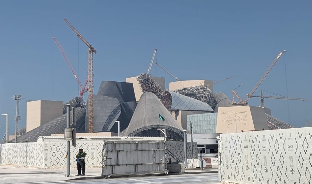 a strange building near the Louvre Abu Dhabi UAE