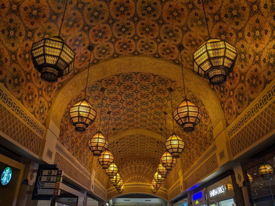 ibn battuta mall dubai UAE middle east lamps on the ceiling
