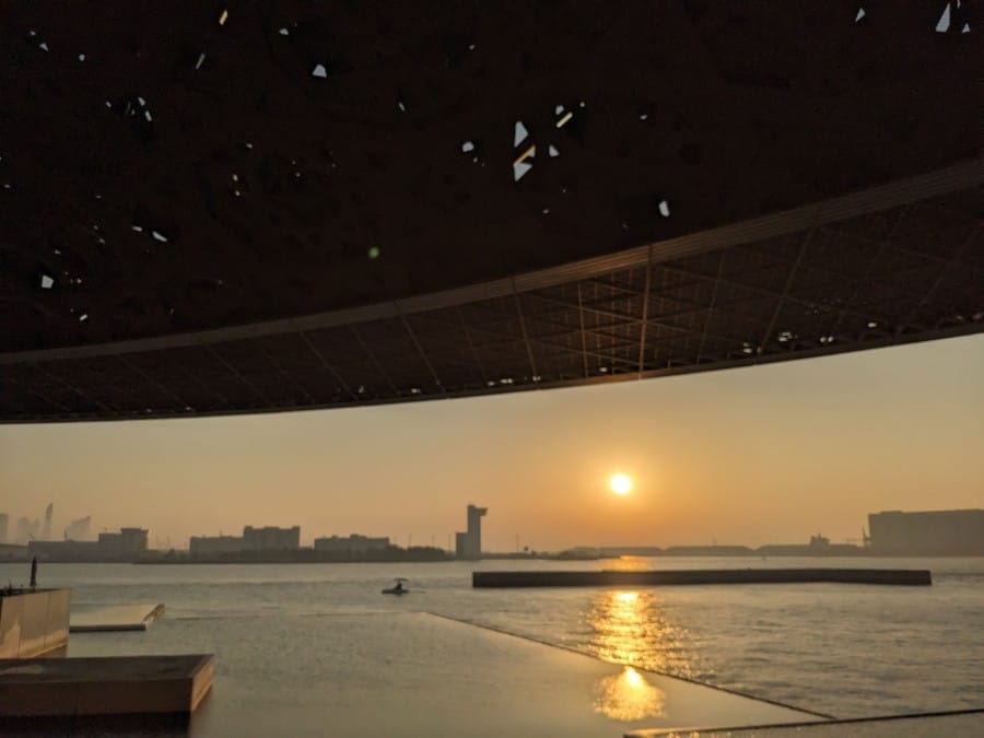 sunset from the louvre Abu Dhabi