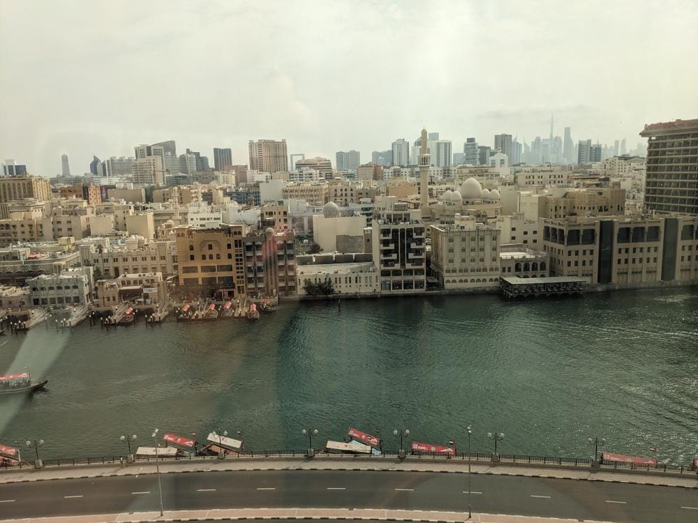 view from a hotel room window dubai creek old dubai uae middle east