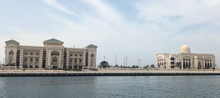 Dusty Sharjah: The Poorer Brother of Abu Dhabi and Dubai 24 a closer view from the flag island of Sharjah department buildings